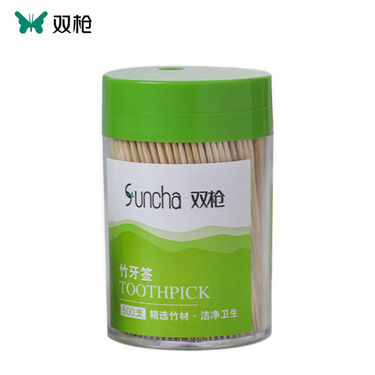 双枪（Suncha）一次性竹牙签筒500支罐装家用剔牙棒 单位：罐