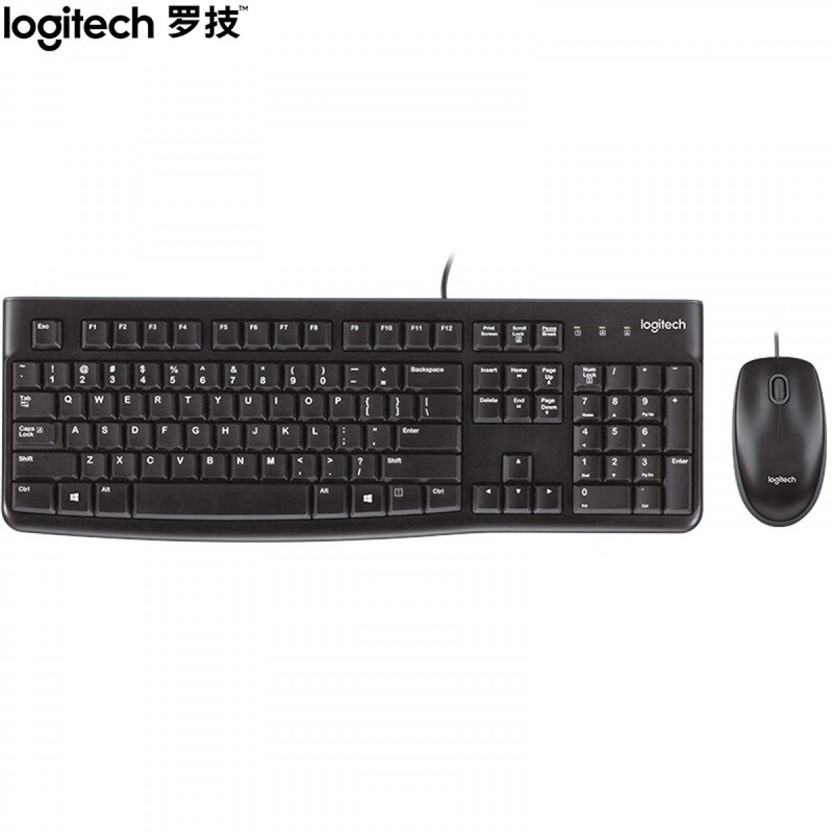 罗技（Logitech）MK120键鼠套装 有线键盘鼠标套装 办公键鼠套装 电脑键盘 USB即插即用 黑色 单位：套
