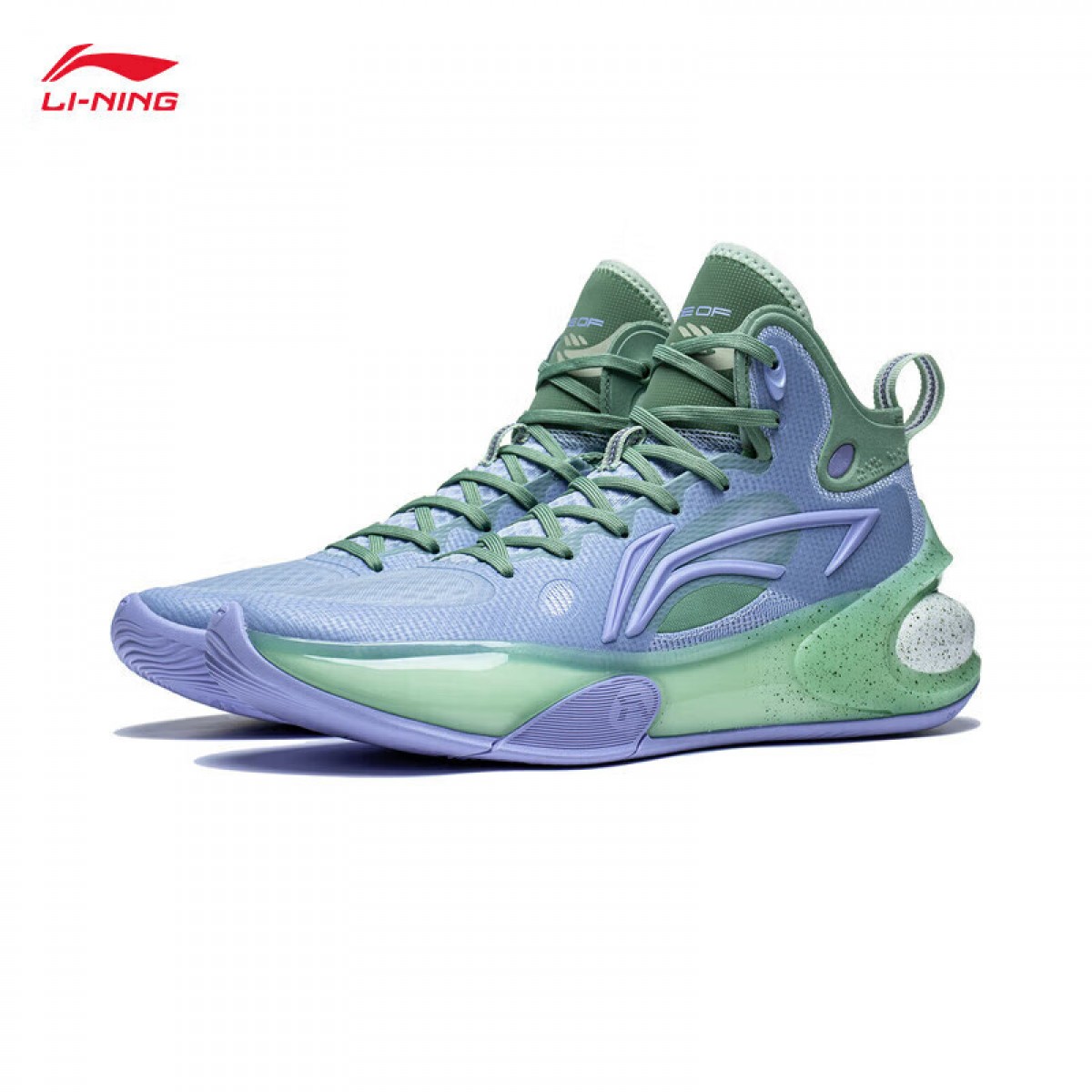 李宁 驭帅17篮球鞋男鞋2023减震反光轻量高回弹中帮运动鞋ABAT043 净空蓝/罗勒绿-8（码数:40/41/41.5/42/43/44)单位：双
