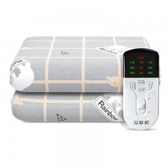 彩虹 电热毯双人电褥子双温双控安全除螨三档定时加大家用三人电毯子 【除螨定时】200*180cm抗菌面料 单位：张