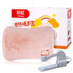 彩虹 电热暖手热水袋宝充电水电隔离安全防爆已注水热水袋暖肚子热敷 4色可选（樱花粉/智慧灰/卡其色/乐活绿） 【兔绒触感*水电分离】单位：个