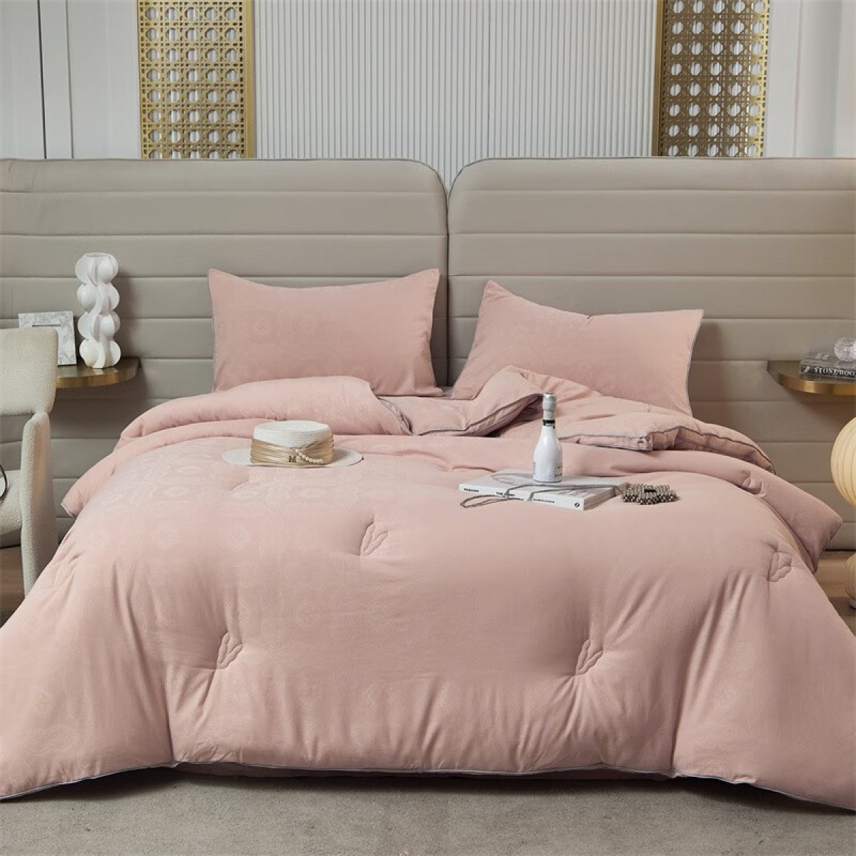 伊伊爱 BZ0TDC2201133L糯绵磨毛大提花大豆秋冬被220*240cm 总重6.5斤