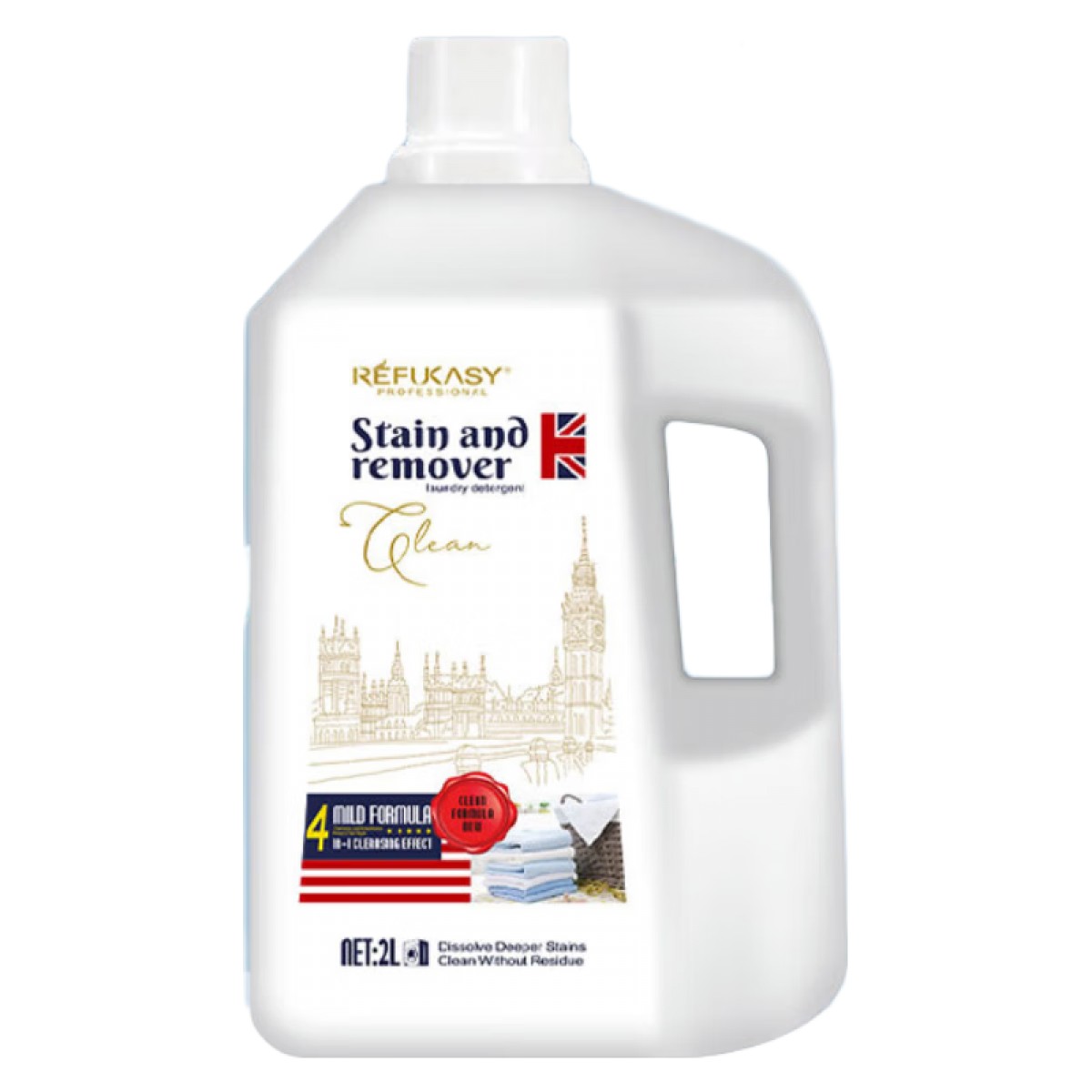 瑞芙卡丝（REFUKASY）去渍柔护洗衣液2L去渍柔顺去污持久香氛*4瓶装