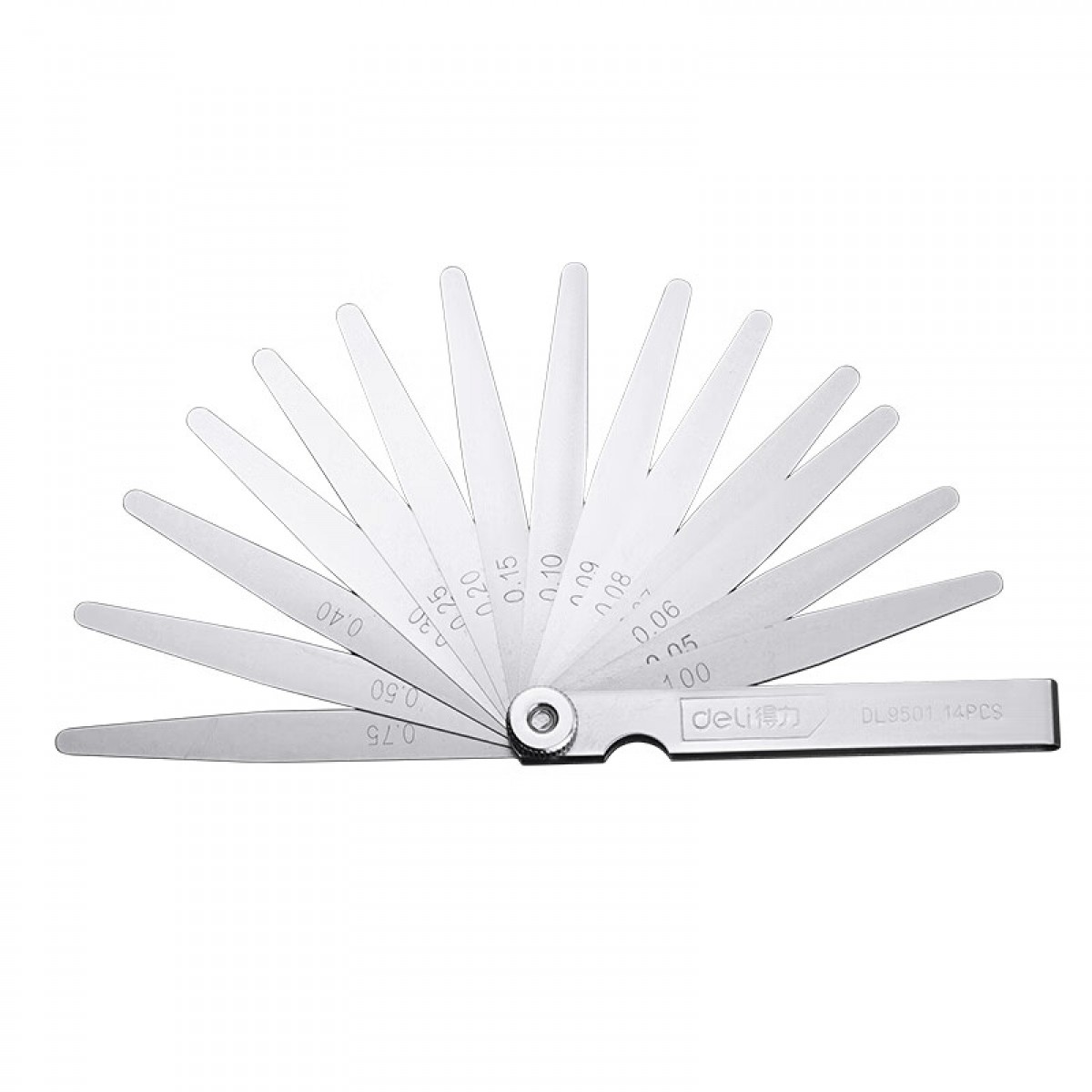 得力（deli） 塞尺不锈钢间隙尺厚薄规塞规单片厚度尺厚薄量具塞片 17件套长款塞尺（0.02-1.00mm） 单位：套