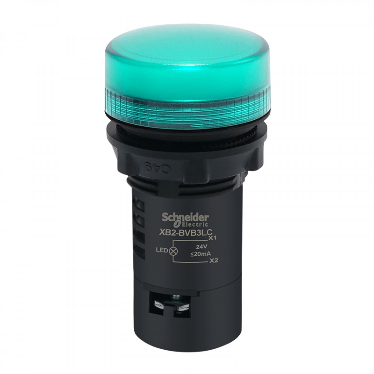 施耐德电气XB2BVB3LC LED指示灯AC/DC 24V 绿色 按钮电源信号灯22mm安装孔径 单位：个