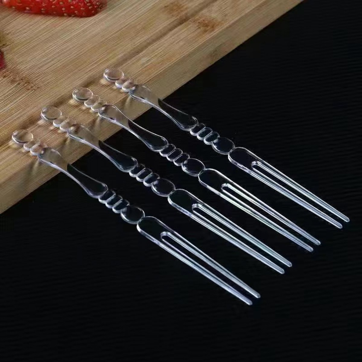 晟泰邦 水果叉子 一次性单独包装 食品级透明塑料水果签 400支透明简装竹节叉 单位：包