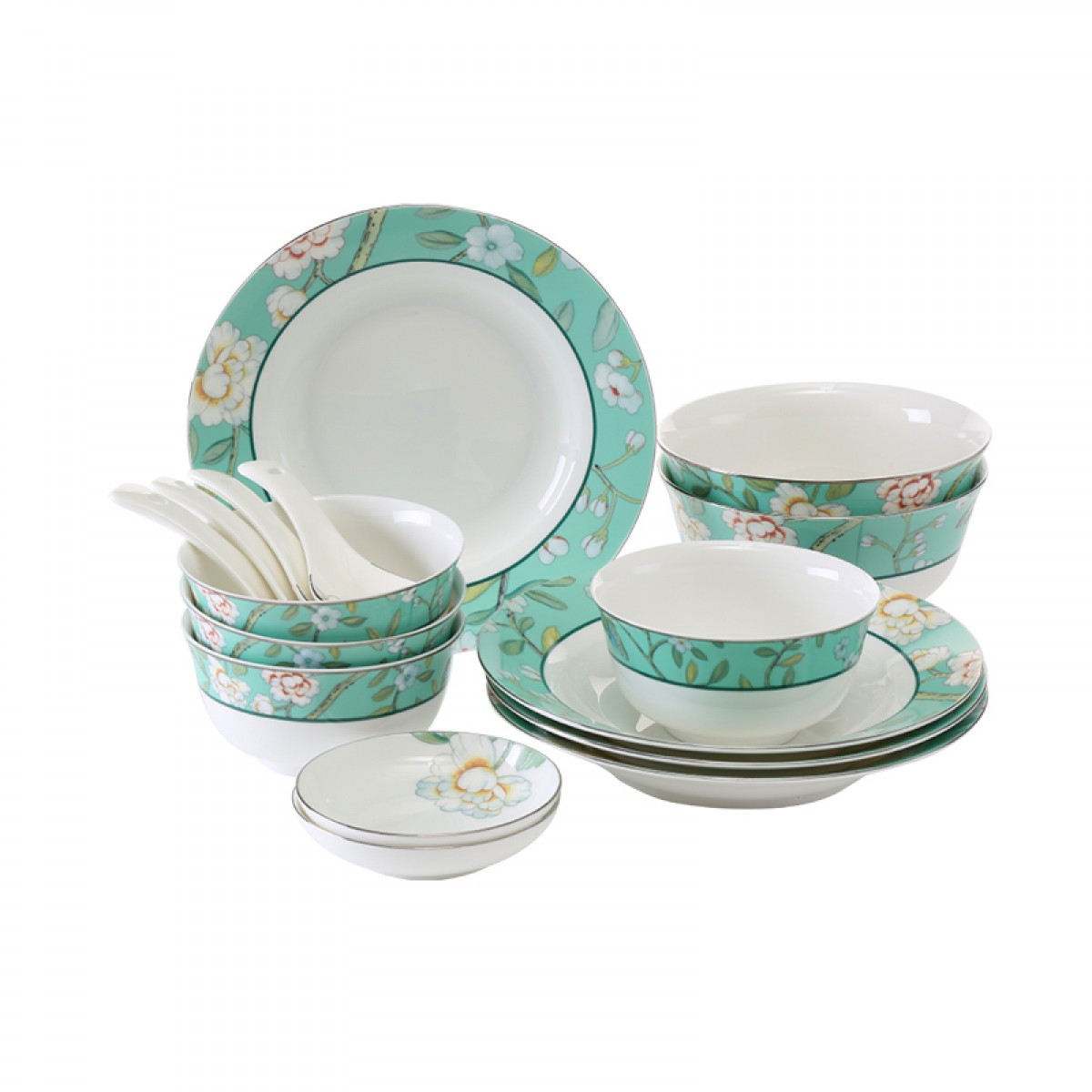 多样屋 餐具家用中式四人用高档轻奢优雅礼盒套装 蔓茶园 16头 单位：套