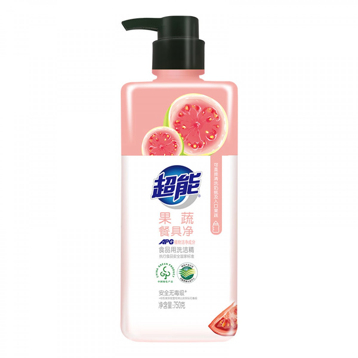超能 果蔬餐具净750g*1瓶 温和配方 APG洁净成分（颜色随机发）单位：瓶