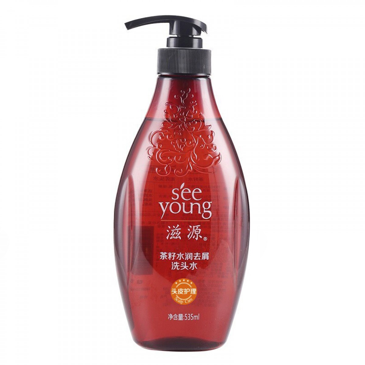 滋源 茶籽水润去屑洗发水男女士洗头水保湿润泽轻盈无硅油535ml 单位：瓶