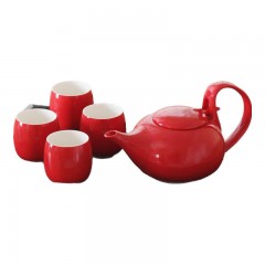 多样屋 茶具套装日式一壶四杯礼盒茶壶茶杯送礼家用高档办公室茶杯喝茶 如意红 5件 单位：套