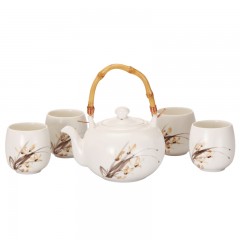 多样屋 茶具套装一壶四杯礼盒茶壶茶杯送礼家用办公室喝茶兰花 单位：套