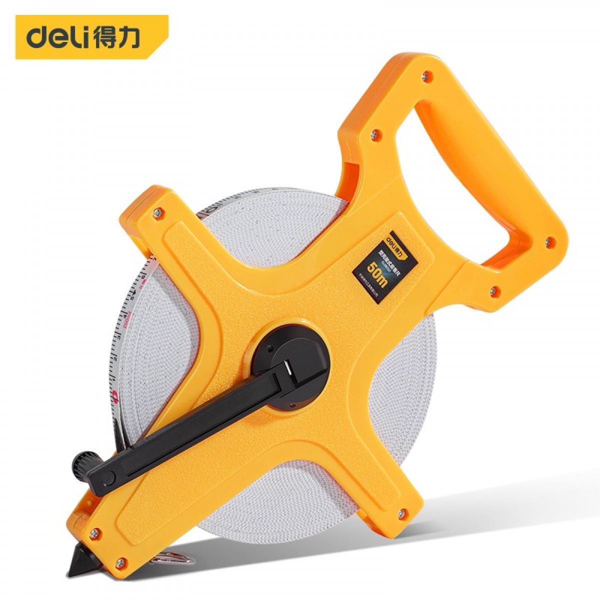 得力（deli）塑壳架式皮卷尺50mx12.5mm 架式纤维长卷尺布尺测量皮尺米尺 DL98050 单位：个
