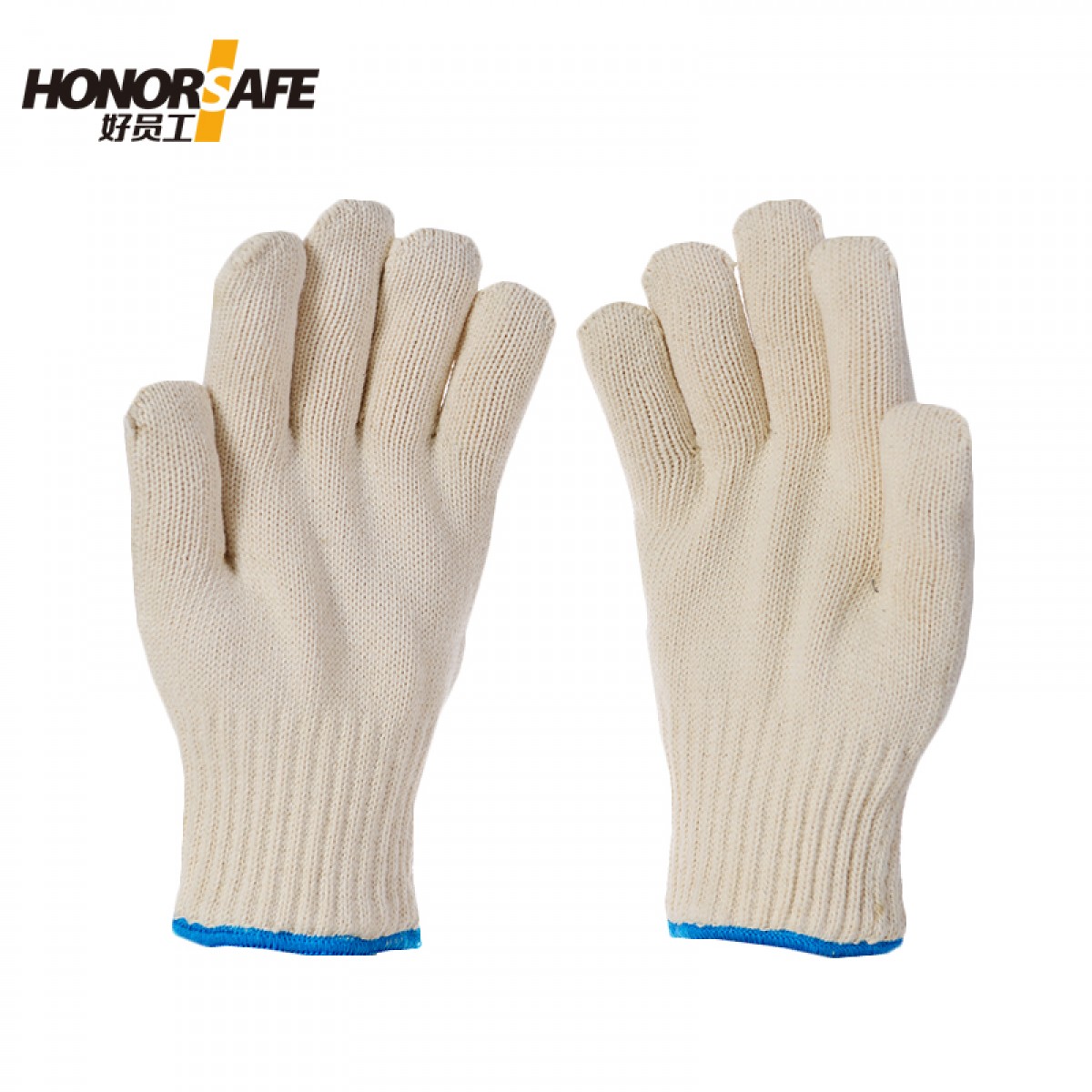 好员工 H700 7针全棉双层柔软舒适吸汗250度耐高温手套棉纱手套黄色 均码 单位：副