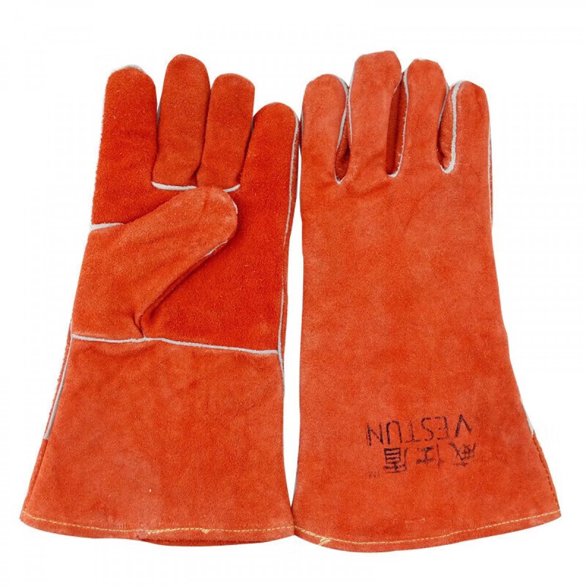 威仕盾 G-2101 橙红色 牛二层皮电焊手套 35CM 1副 L/XL 单位：双
