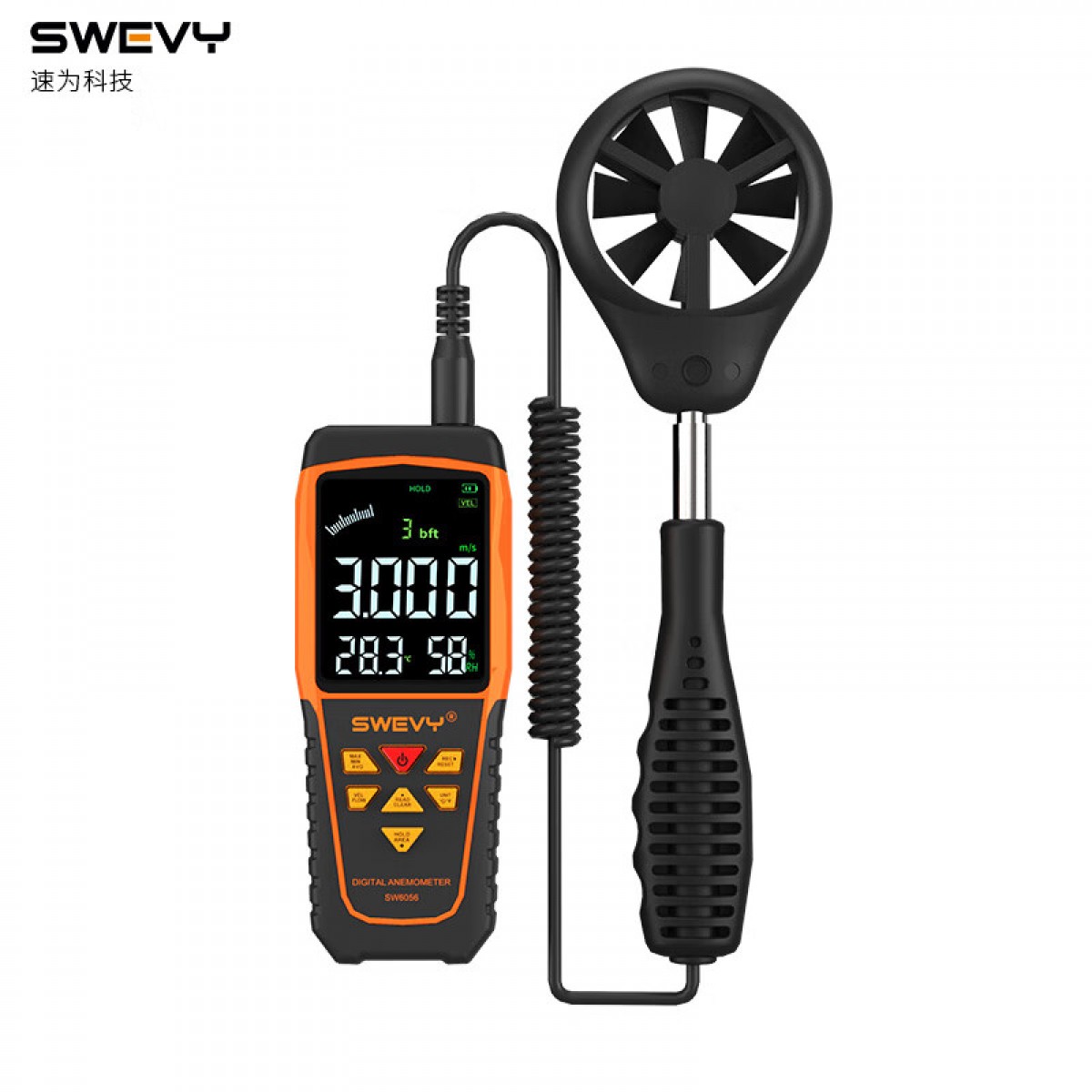 速为（suwei）风速测量仪 风速仪测量风速计器手持式数字风速检测仪风量测试仪 SW6056(风速，风量、温湿度) 单位：套