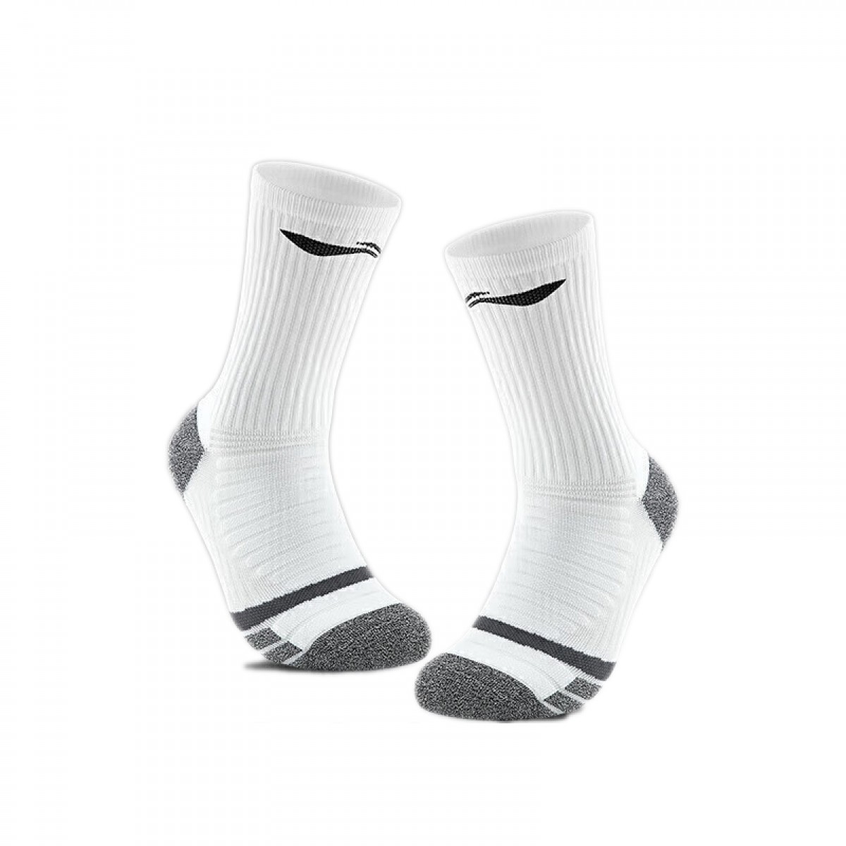 李宁（LI-NING）袜子男篮球袜运动袜跑步防滑毛巾底长袜加厚耐磨保暖足球篮球棉袜 白色【加厚毛巾底1双装】 单位：双