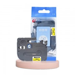 硕方 标签带宽幅标签打印机色带 覆膜强粘线缆不干胶贴纸LP热转印标签机色带碳带 L-641覆膜黄底黑字18mm 单位：个