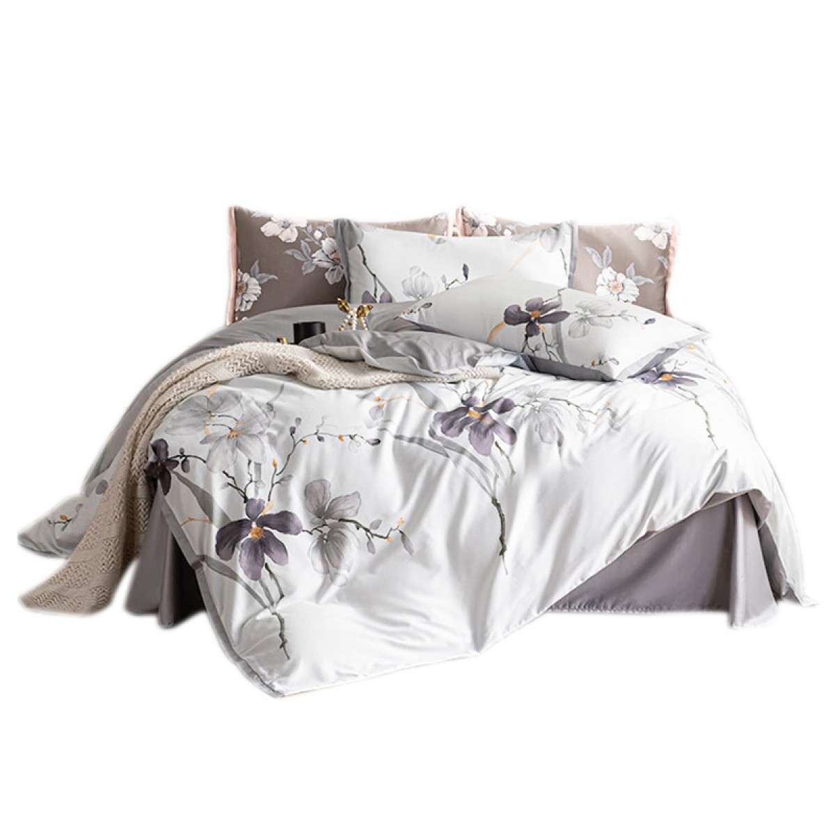 安睡宝 100%棉床上四件套 60支长绒棉印花套件 新疆长绒棉 门店款 沁园俪梦 1.5米床（200*230） 单位：套