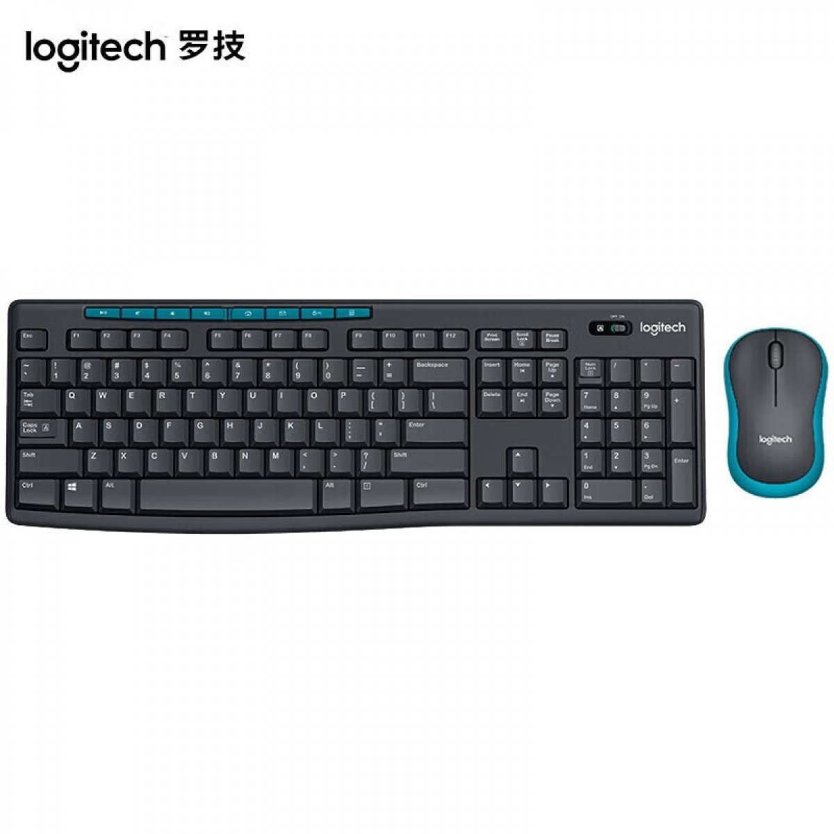 罗技（Logitech）MK275 企业级无线键鼠套装 办公鼠标键盘套装 电脑笔记本办公键鼠套装 带无线2.4G接收器 黑蓝色 单位：套