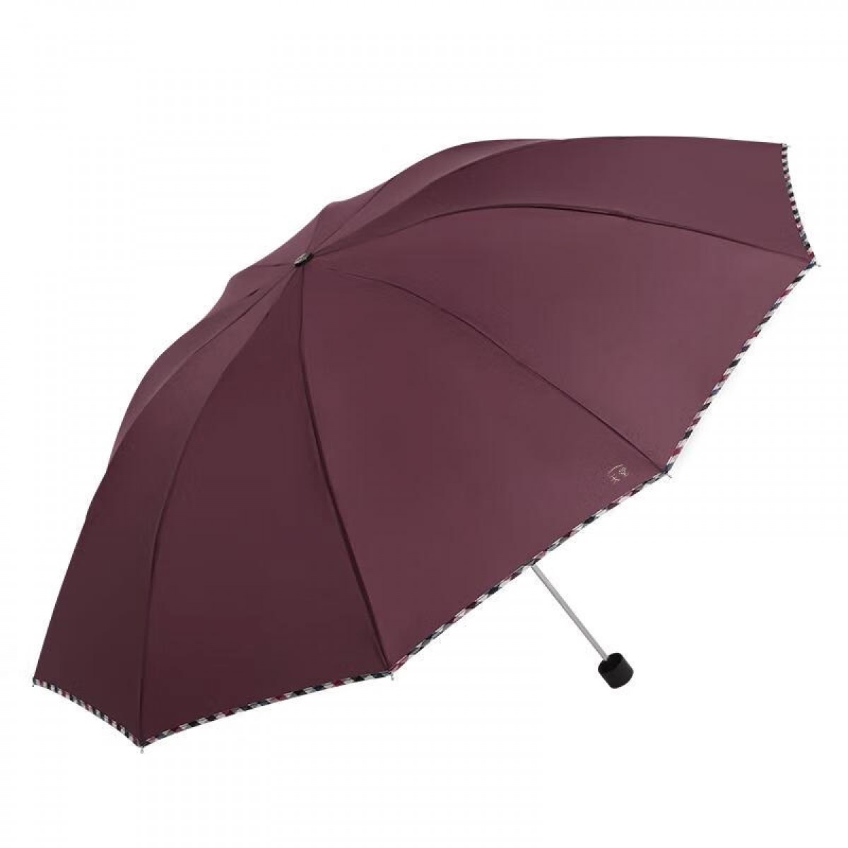 天堂伞 加大雨伞三折 晴雨两用商务伞经典格纹10骨大雨伞男女 暗紫红 单位：把