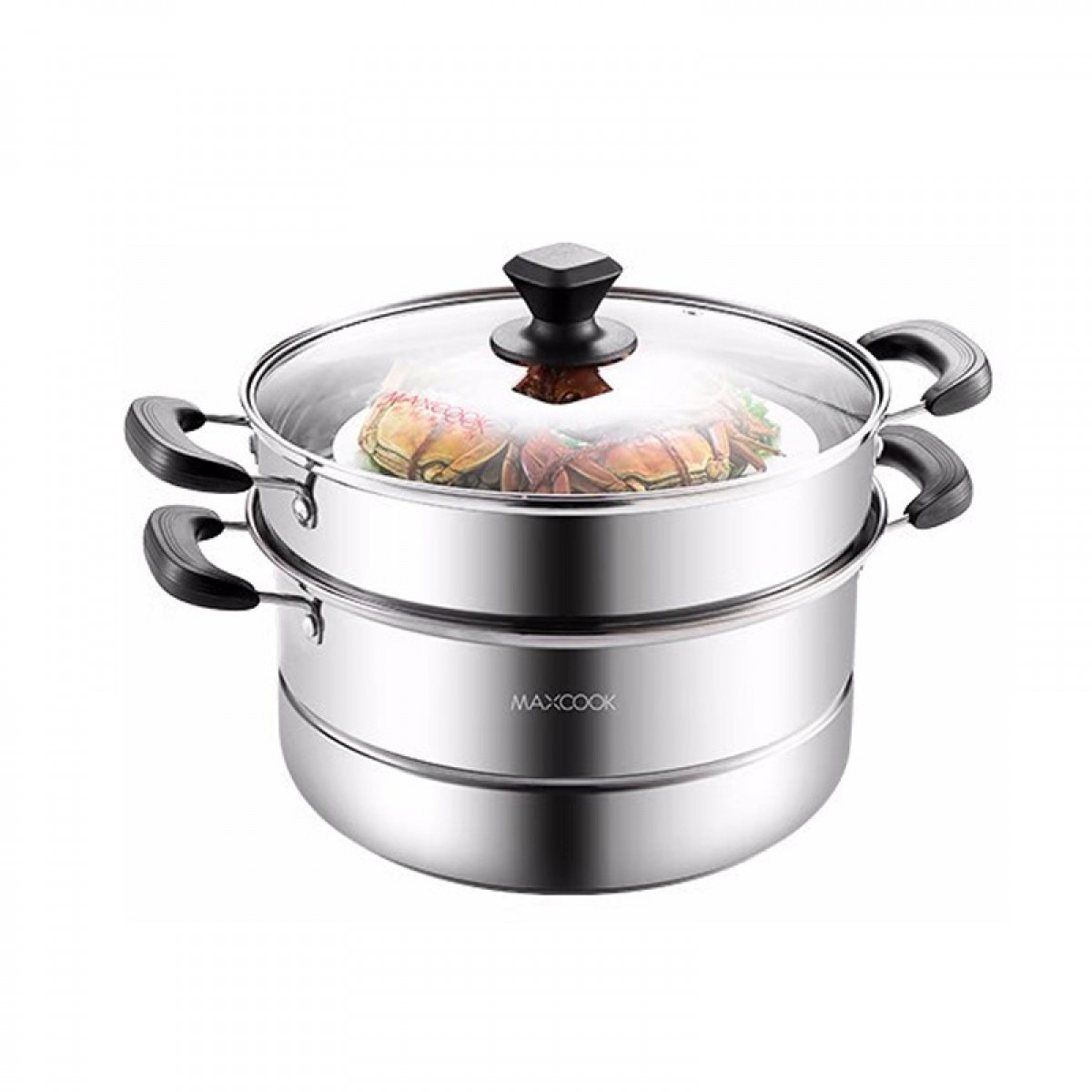 美厨（MAXCOOK）不锈钢蒸锅二层复底汤锅蒸屉大蒸笼双层蒸馒头锅 燃气炉电磁炉煤 34cm二层 MBZ-34 单位:个