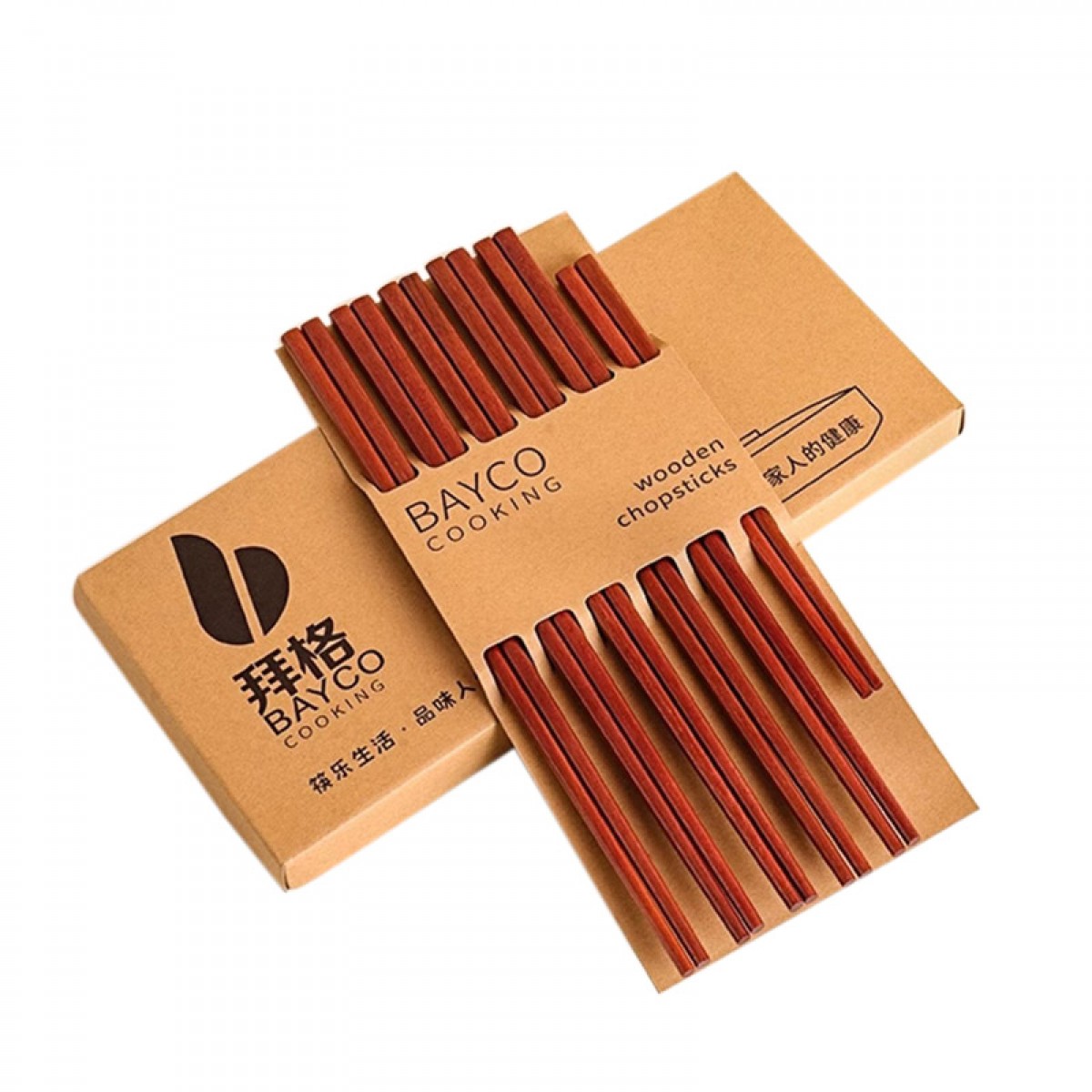 拜格 红檀木筷子家用防霉木筷一人一筷家庭专用筷高端礼盒中式筷子 5双/套 单位：套