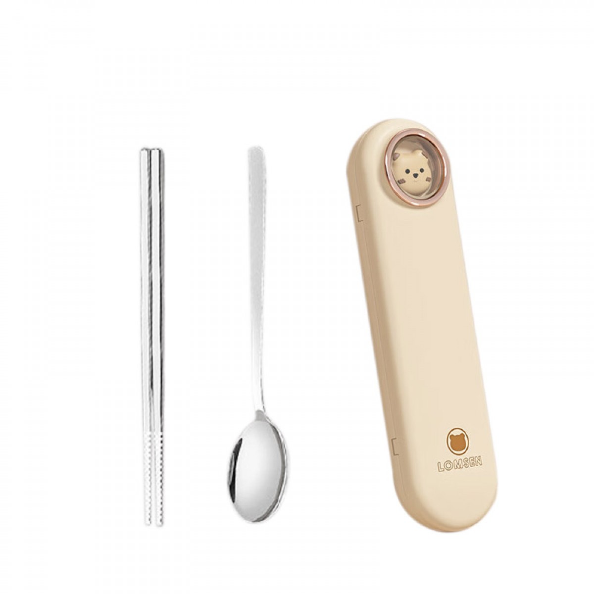 拜格（BAYCO）304不锈钢勺子筷子套装学生旅行筷子勺子便携餐具盒2件套装BK4831【小能款】304不锈钢筷勺两件套 单位：套