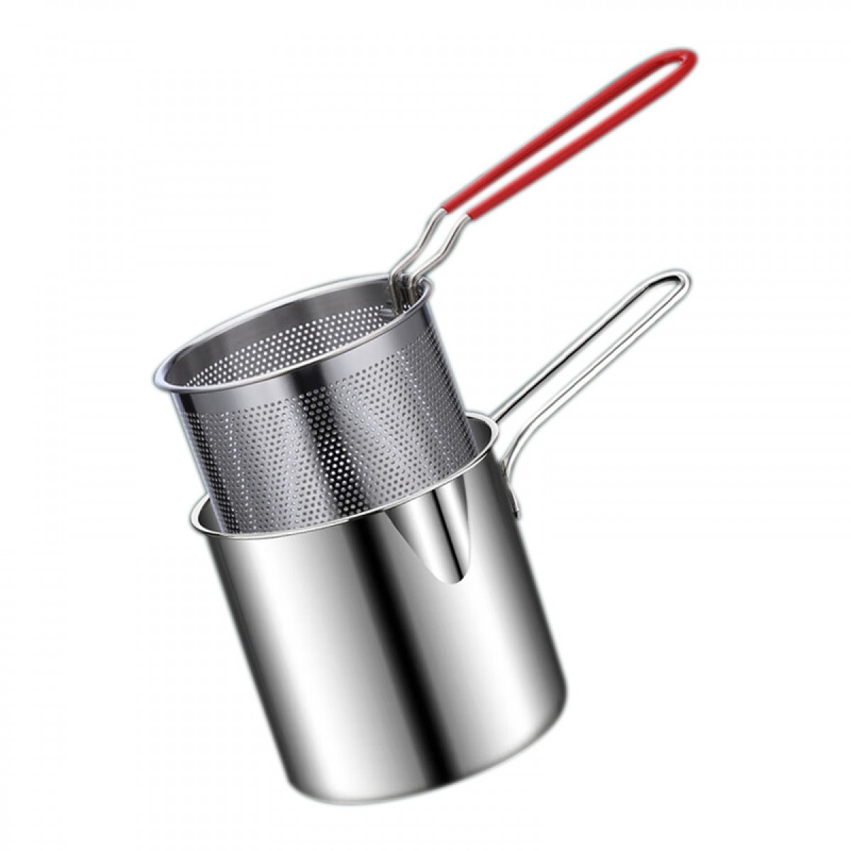 拜格（BAYCO）304不锈钢家用油炸专用锅深型1.2L薯条天妇罗小炸锅热油锅 BG1625 [配食品夹]304钢油炸锅 1.2L 12cm 单位：个