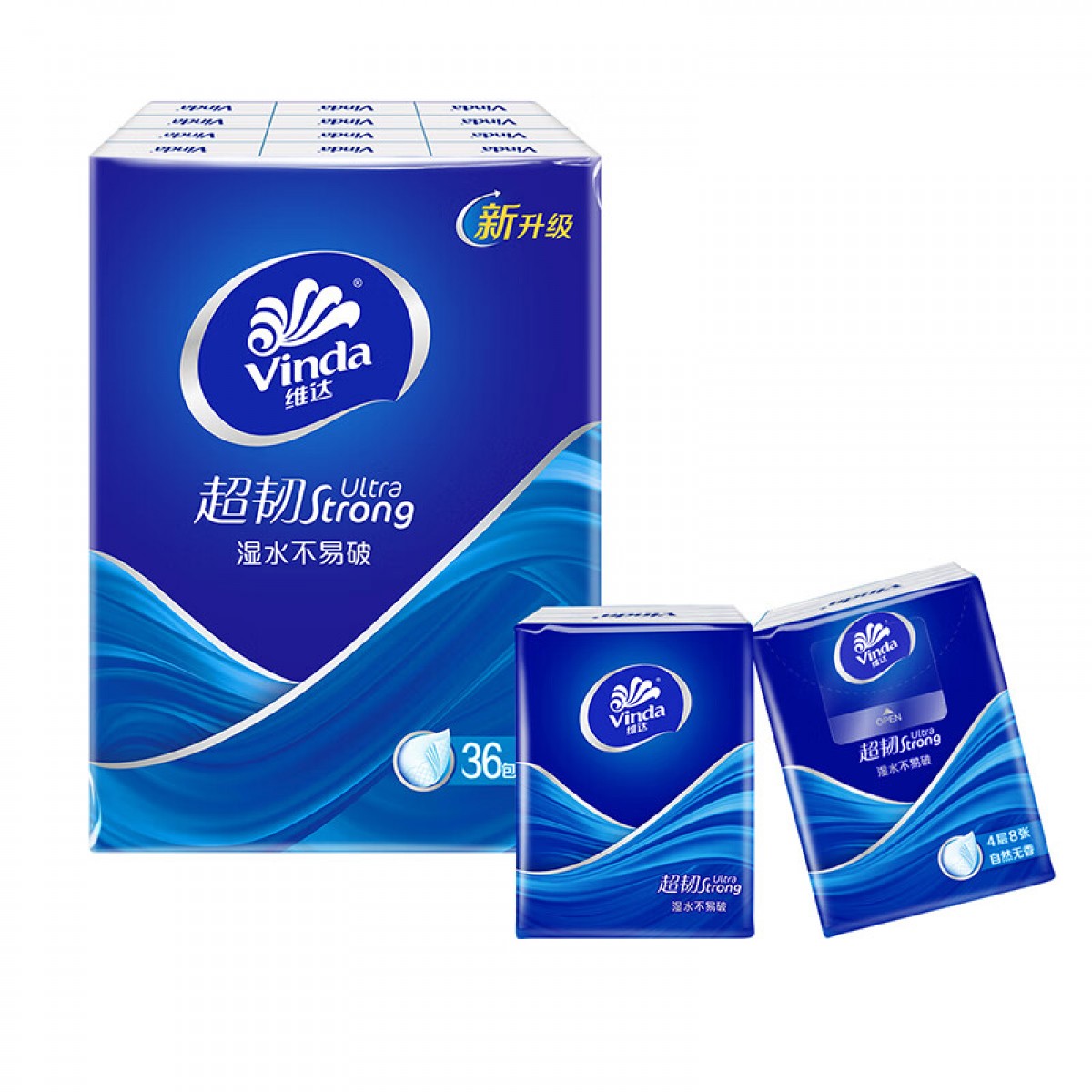 维达（Vinda）超韧手帕纸4层8张*36包 湿水不易破 纸巾小包 面巾纸 单位：组