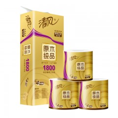 清风有芯卷纸 原木金装4层加厚180克*10卷 卫生纸卷筒纸 纸巾卷纸 单位：提