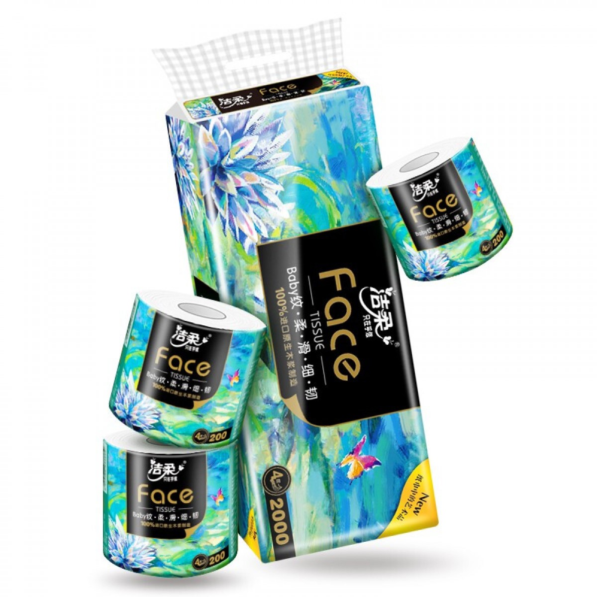 洁柔 有芯卷纸 艺术油画Face加厚4层200克*10卷 单位：提