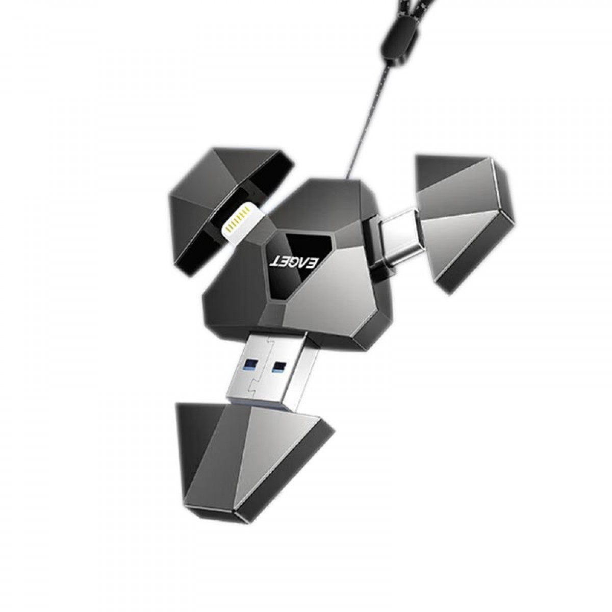 忆捷（EAGET）512GB Lightning USB3.0 type-c 苹果安卓手机U盘三合一 i90官方MFI认证 兼容iPhone电脑iPad 黑 单位：个