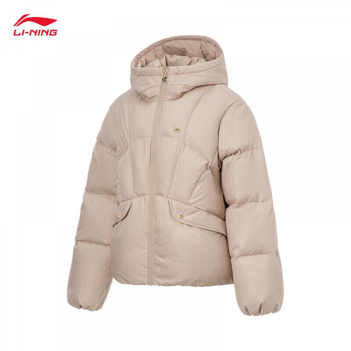 李宁 火锅羽绒服女子短羽绒服秋冬连帽外套AYMT110 浅釉棕-2（ 2XL180）单位：件