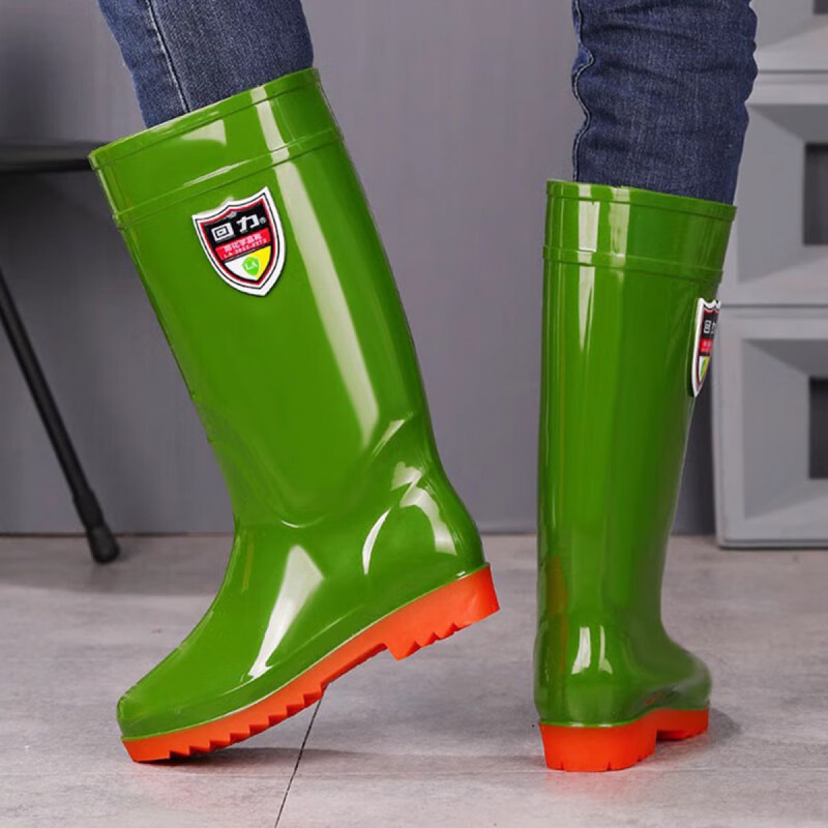 回力雨鞋男士高筒防水防滑胶鞋防化学品耐酸碱雨靴水鞋29-1 绿色 （码数36-45）单位：双