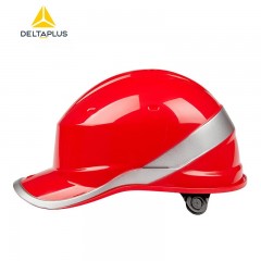 代尔塔(Deltaplus) ABS材质带荧光条反光条 工地工程绝缘安全帽电工防撞耐高温102018 红色 单位：个