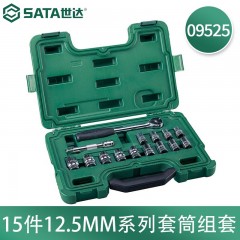 世达（SATA）10mm系列\/12.5mm系列公制套筒组套 09523-09525 15件12.5MM系列套筒组套09525 单位：套