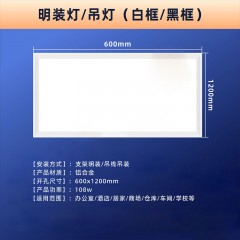 EUES LED平板长条灯 60x120 明装-体108瓦 单位：个