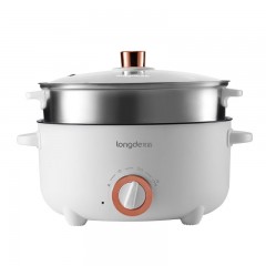 龙的（longde） 电煮锅电热锅 涮煎炖蒸煮多功能锅家用电炒锅电煎锅电火锅宿舍小锅学生煮面泡面锅 4L LD-HG413G 单位：个